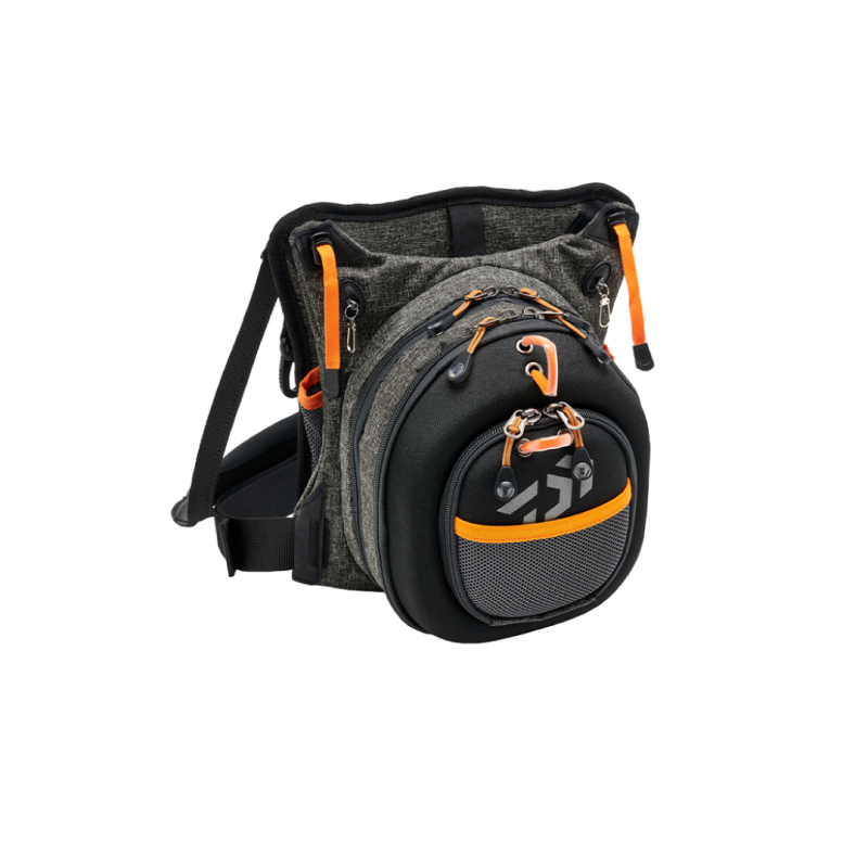DAIWA BALIKÇI ÇANTASI GRİ TURUNCU BEL VE OMUZ ASKILI 30*30*15CM - 1