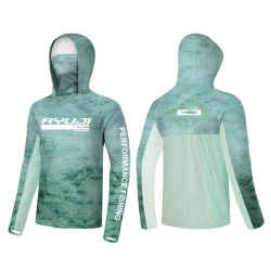 RYUJI UV PERFORMANCE HOODIE SHIRT+NECK, GREEN SKY - Ryuji